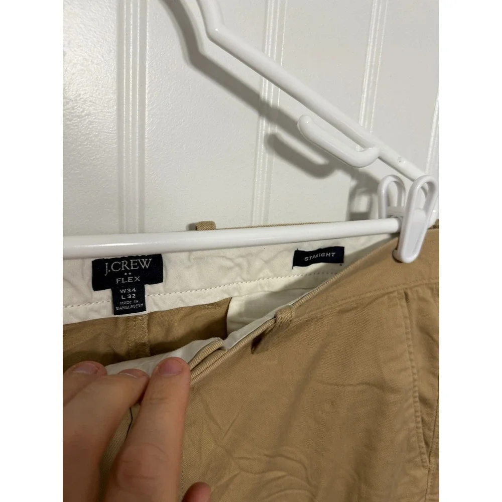 J.Crew Pants Mens 34x32 Flex Straight Khaki Chino Stretch Cotton EUC